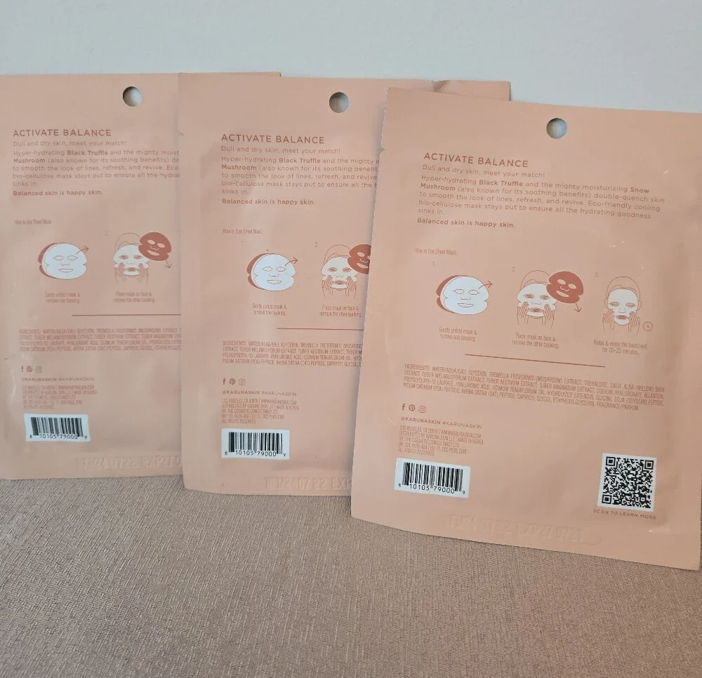 Karuna Quench Bio‑Cellulose Mask Bundle (3 Pack) – Snow Mushroom + Black Truffle